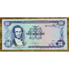JAMAICA 1981 BILLETE DE 10 DOLARES